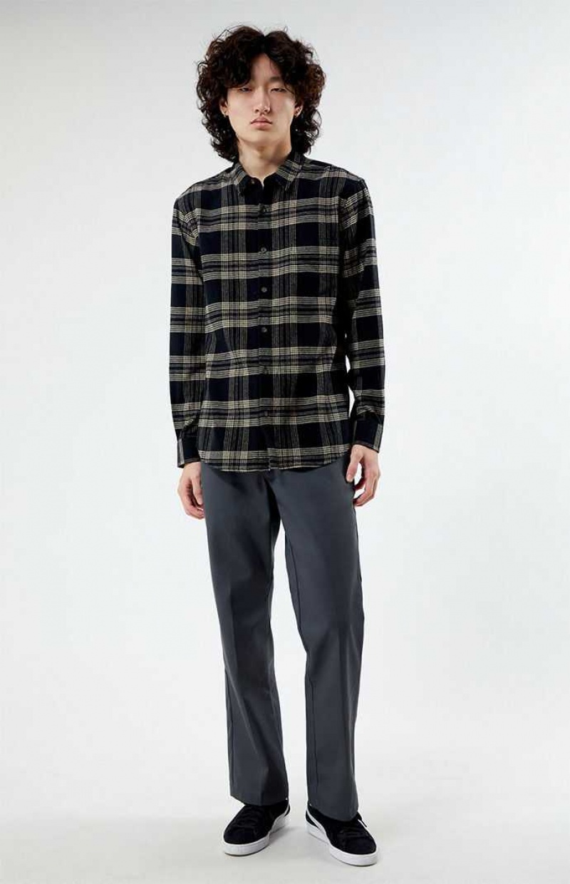 Pánské Košile PacSun Black & Tan Classic Plaid Černé Hnědé | 05ZRVCPXM