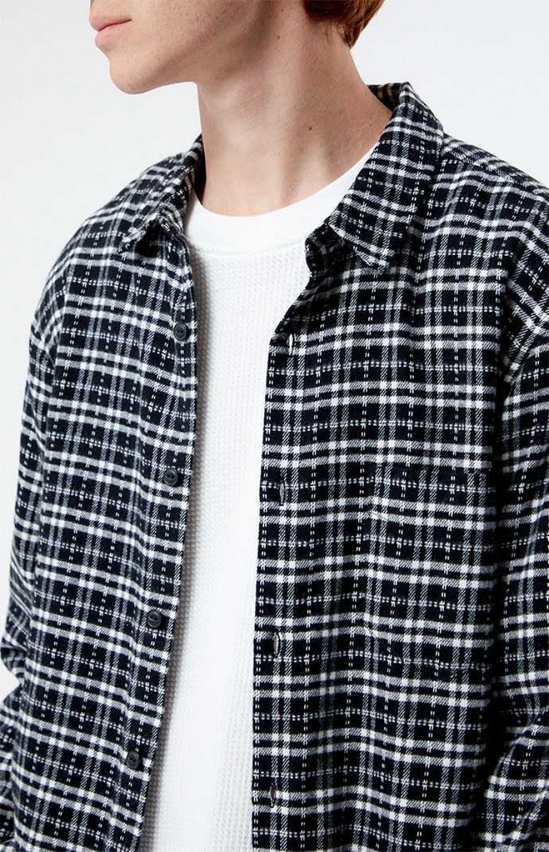 Pánské Košile PacSun Black & White Classic Plaid Černé Bílé | 92OQTEDCV