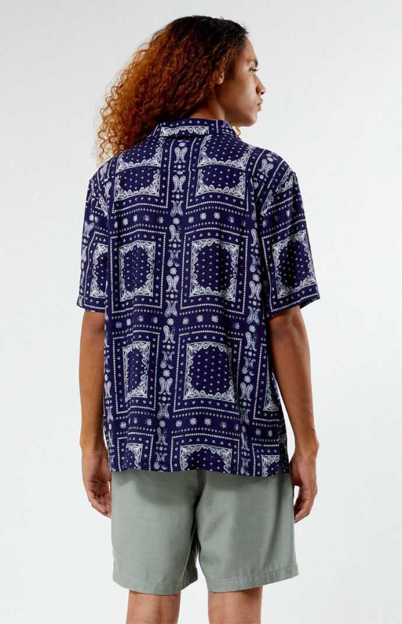 Pánské Košile PacSun Blue Paisley Camp Blankyt | 46UXLADES