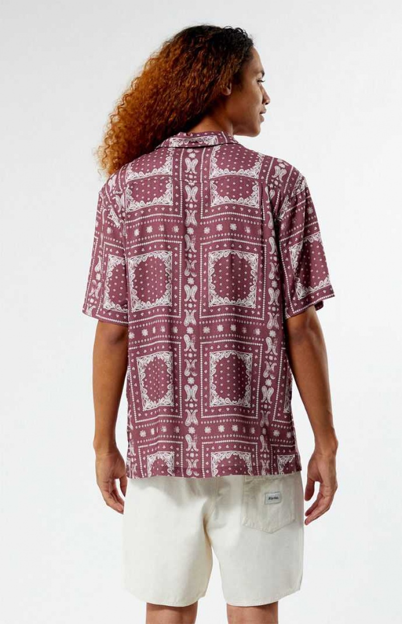 Pánské Košile PacSun Brown Paisley Camp Vínové | 51DGHJXRK