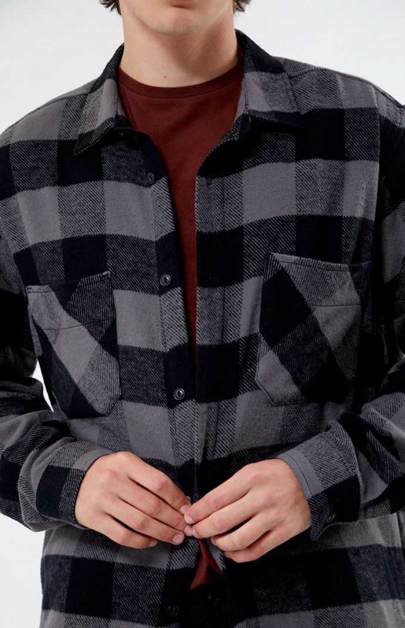 Pánské Košile PacSun Buffalo Plaid Classic Button Down Černé | 49AZPGNUW