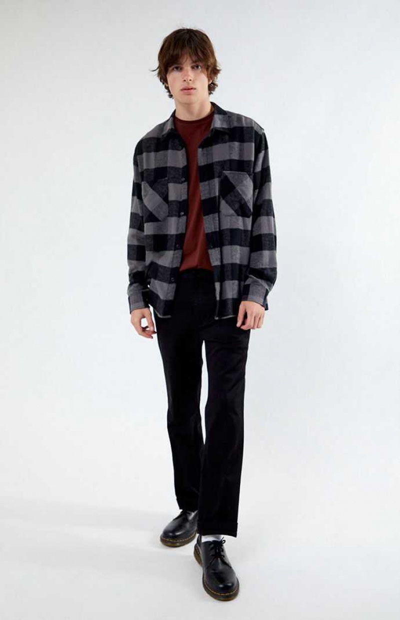 Pánské Košile PacSun Buffalo Plaid Classic Button Down Černé | 49AZPGNUW