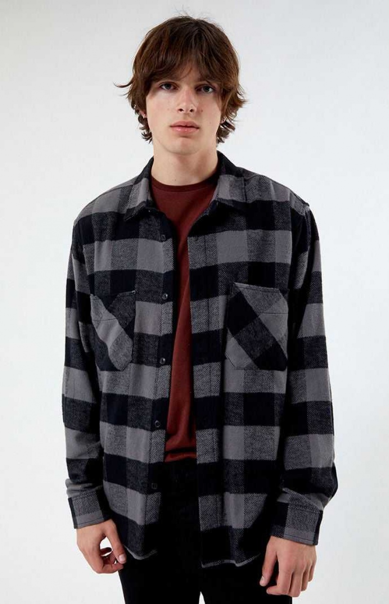 Pánské Košile PacSun Buffalo Plaid Classic Button Down Černé | 49AZPGNUW