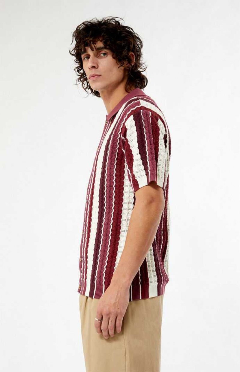 Pánské Košile PacSun Burgundy Button Down Knit Polo Vínové | 83JSPZXIV