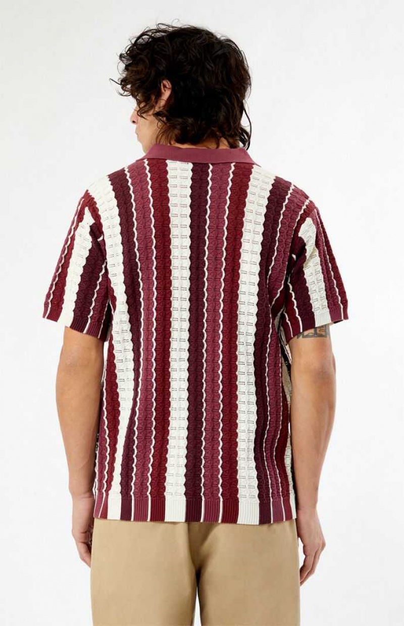 Pánské Košile PacSun Burgundy Button Down Knit Polo Vínové | 83JSPZXIV