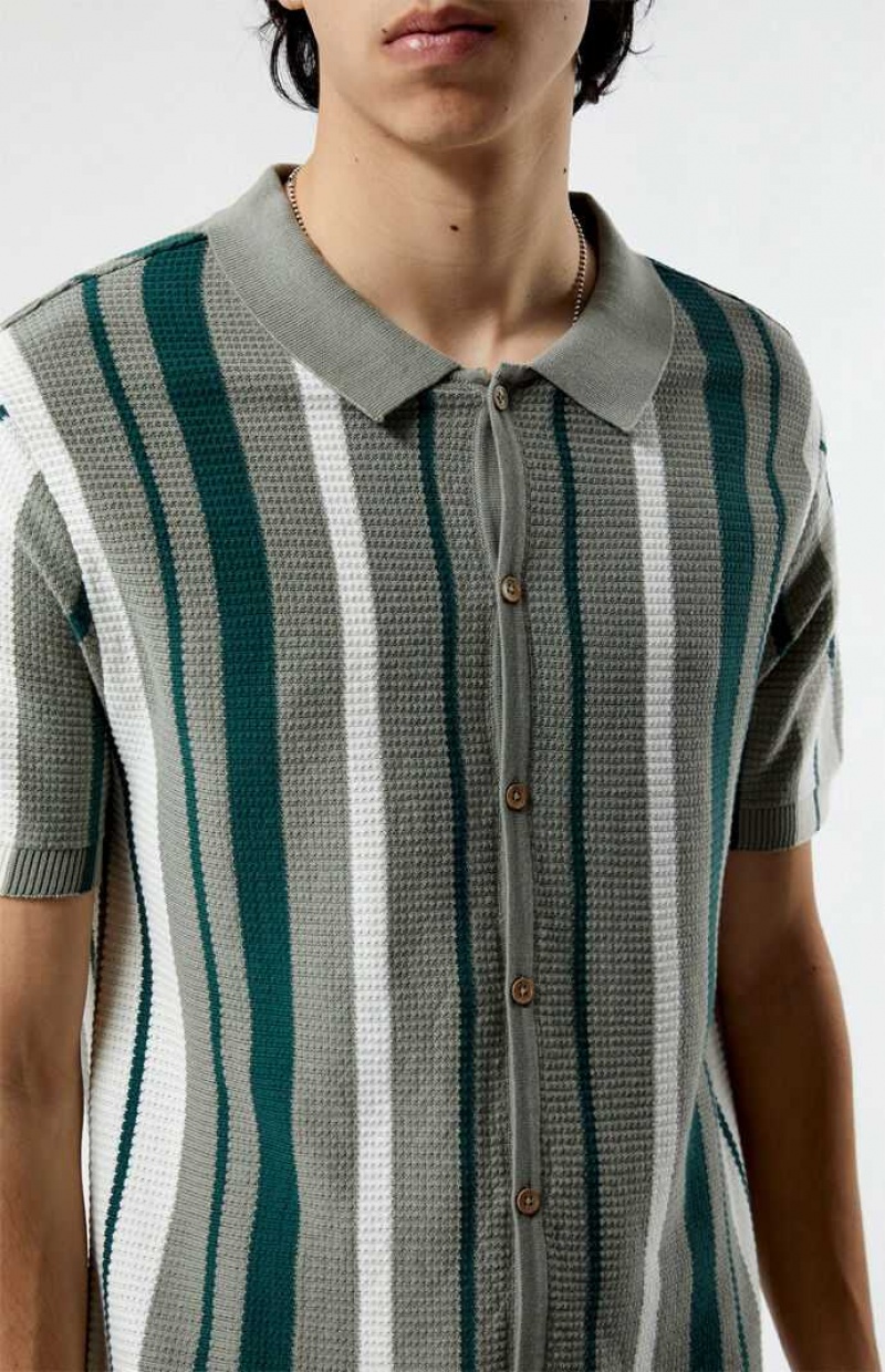 Pánské Košile PacSun Green Button Down Polo Zelene | 09JZKTNDP