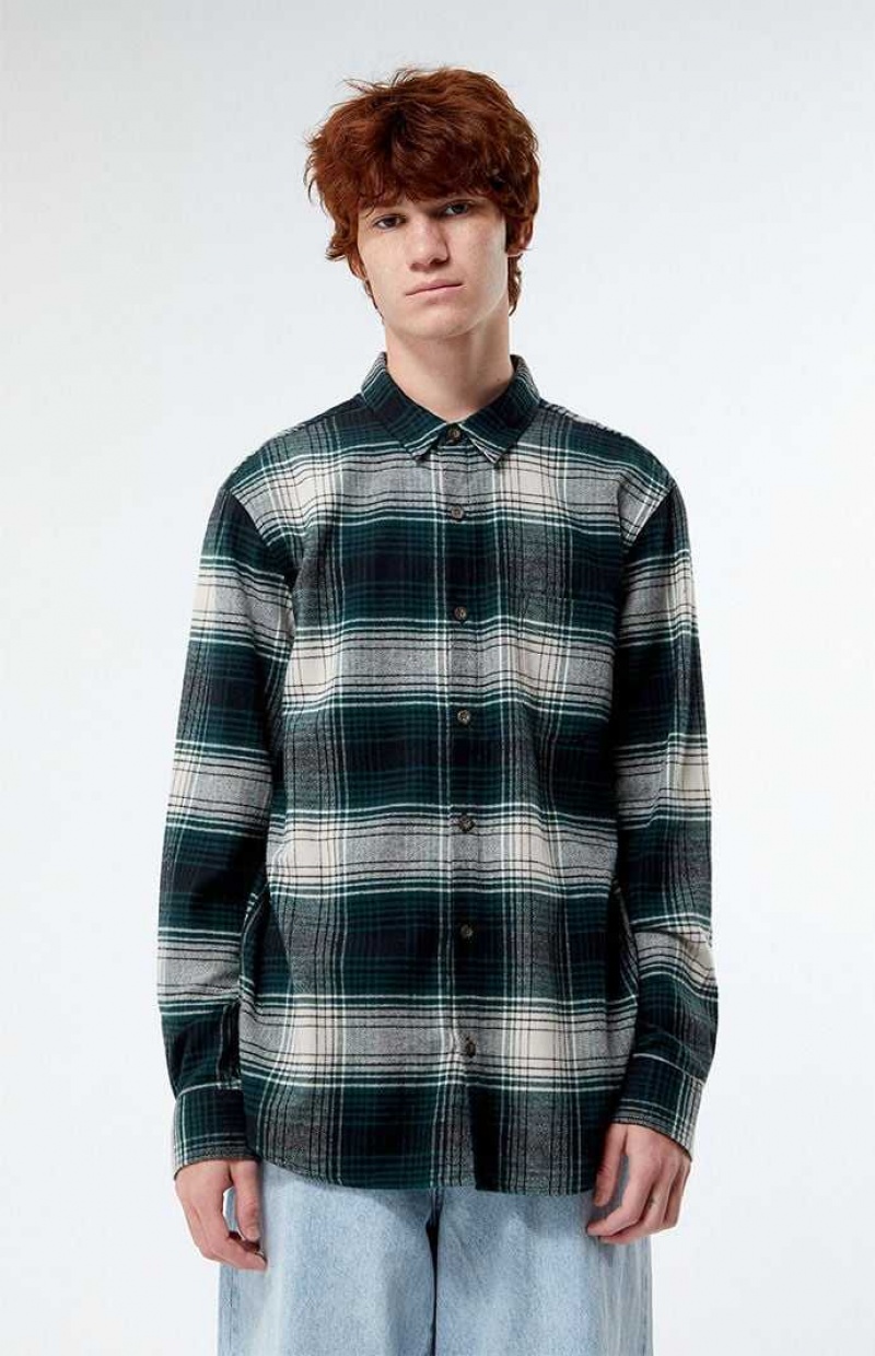 Pánské Košile PacSun Green Classic Plaid Zelene | 68CXHROEM