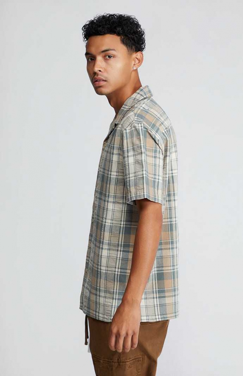 Pánské Košile PacSun Green & Brown Plaid Button Down Zelene Hnědé | 90QNVAPML