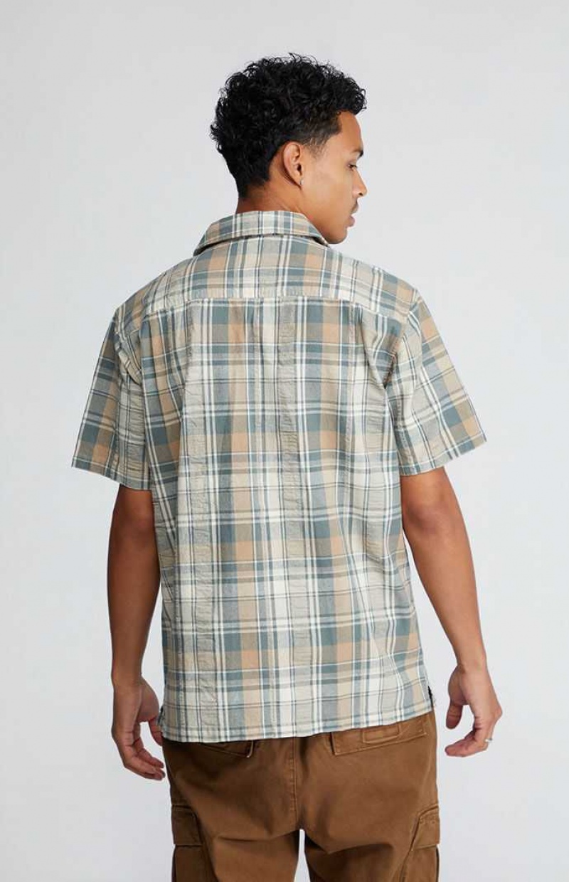 Pánské Košile PacSun Green & Brown Plaid Button Down Zelene Hnědé | 90QNVAPML