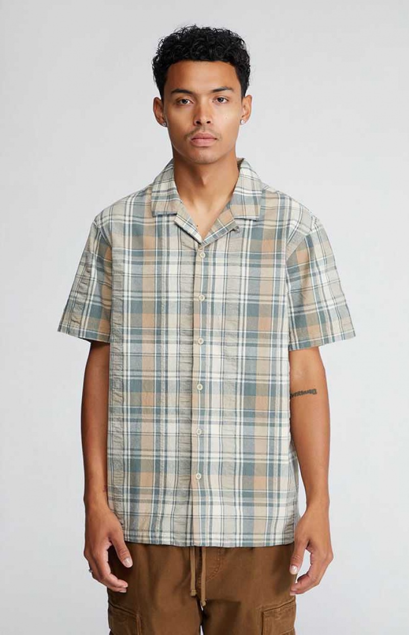 Pánské Košile PacSun Green & Brown Plaid Button Down Zelene Hnědé | 90QNVAPML