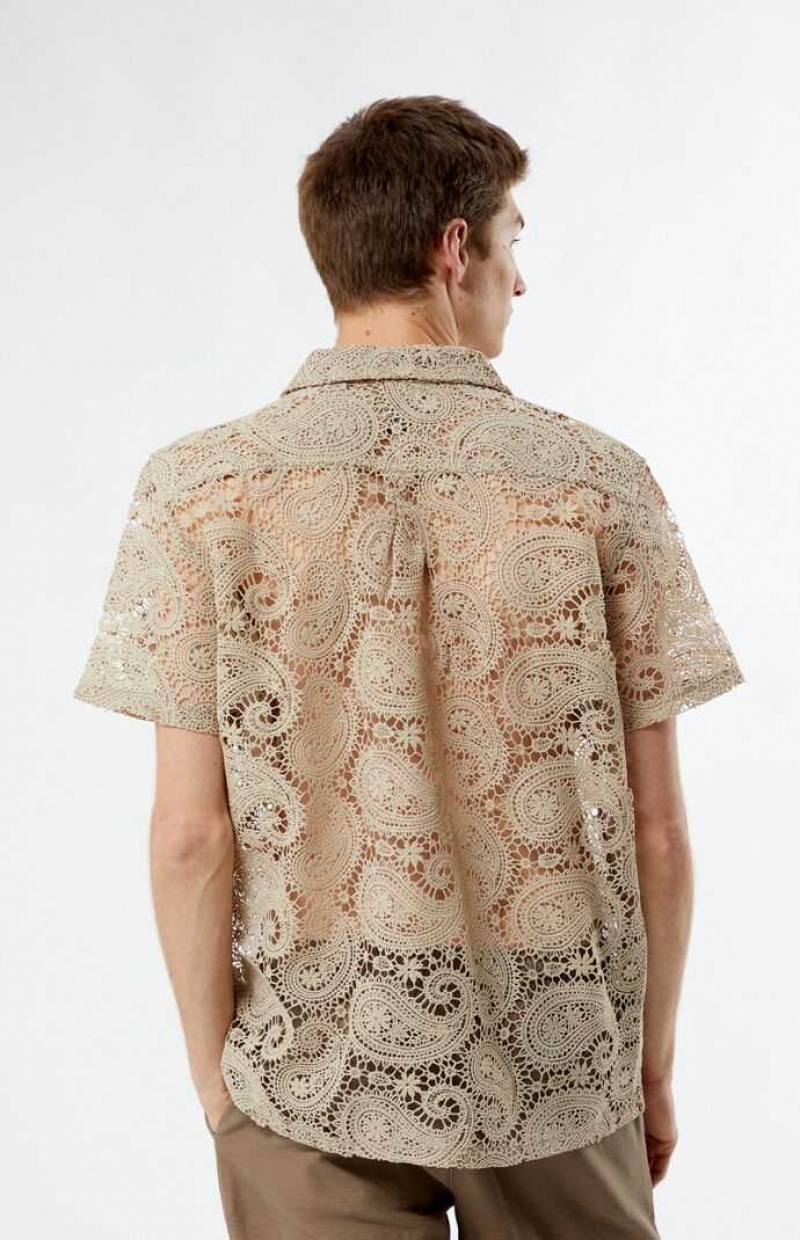 Pánské Košile PacSun Krajkové Paisley Woven Camp Hnědé | 92JEQCUBI