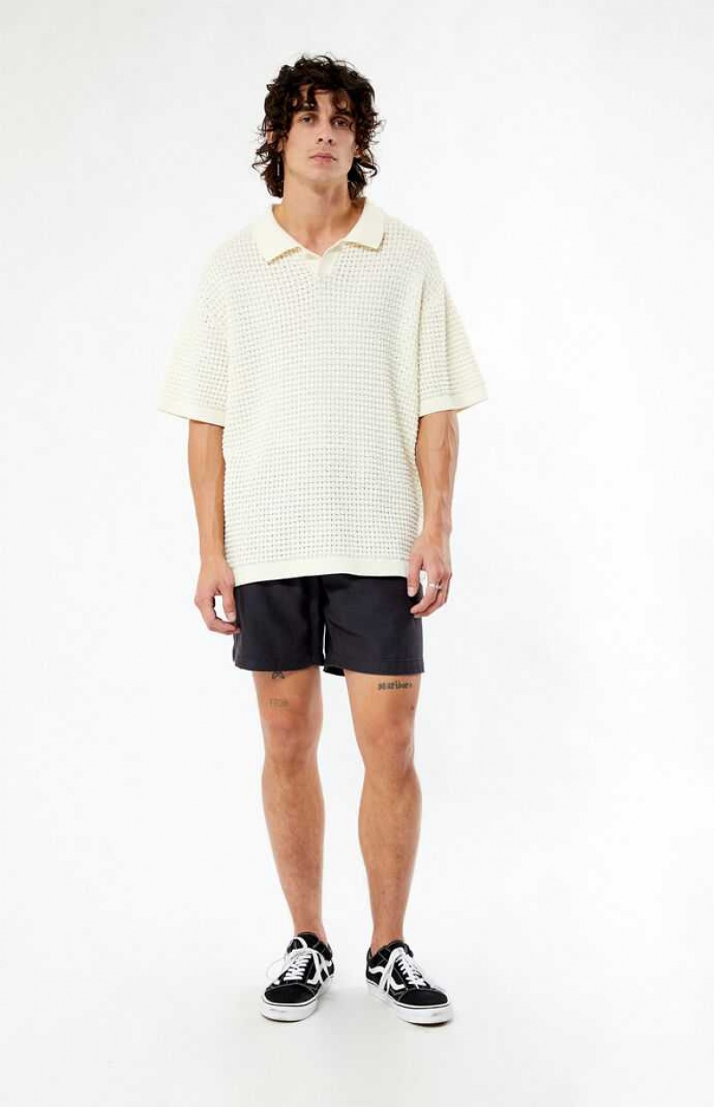 Pánské Košile PacSun Open Knit Polo Krém | 83QCSRTXO