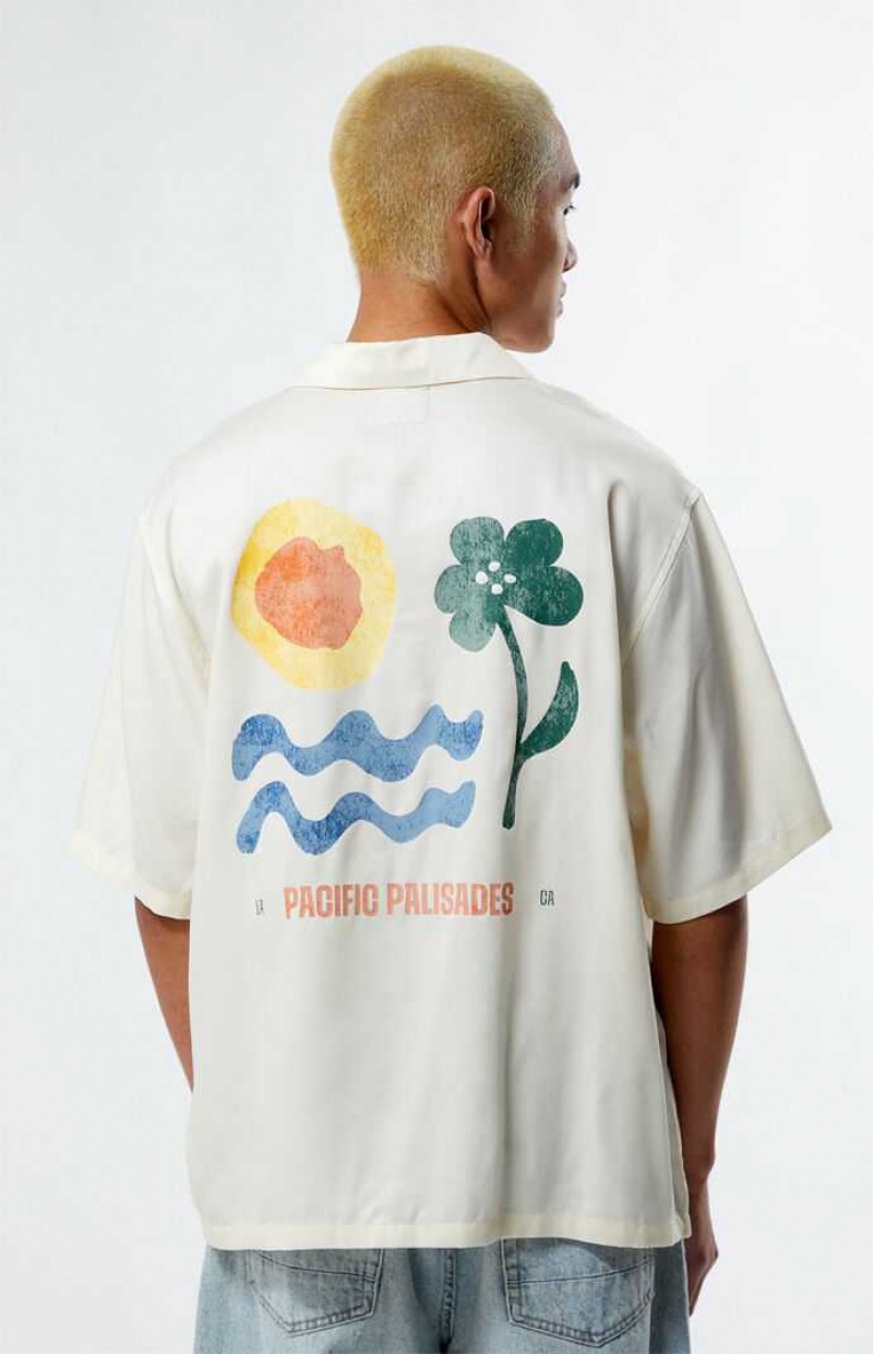 Pánské Košile PacSun Pacific Palisades Oversized Camp Krém | 30OIWSKNQ