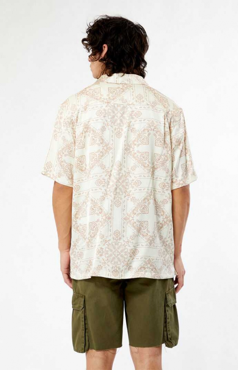 Pánské Košile PacSun Paisley Camp Krém | 84VHCXAZL