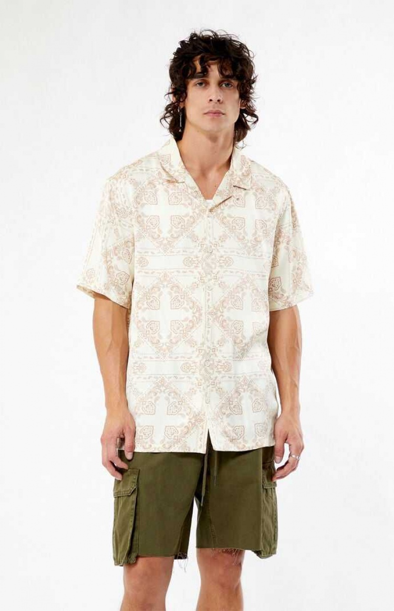 Pánské Košile PacSun Paisley Camp Krém | 84VHCXAZL