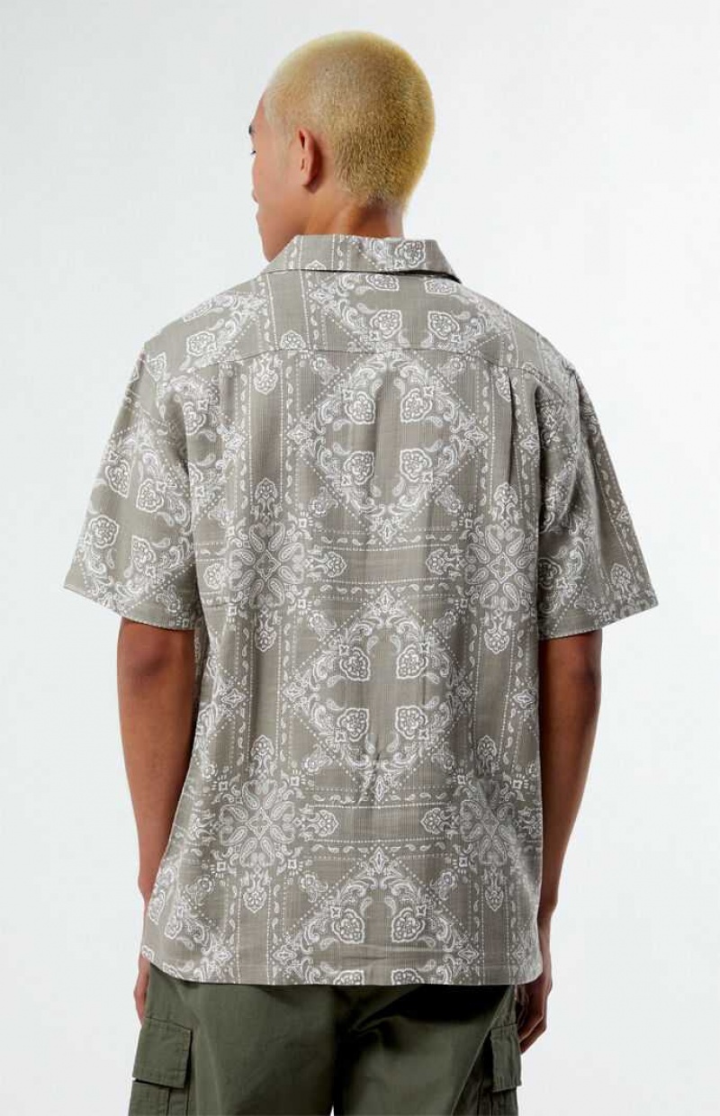 Pánské Košile PacSun Paisley Camp Šedé | 42ECFDBAZ