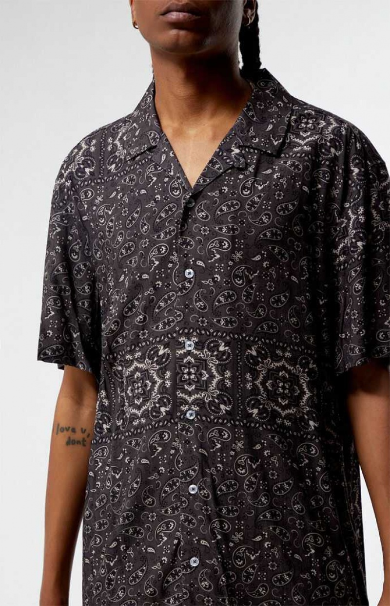 Pánské Košile PacSun Paisley Camp Černé | 38RTXAPYN