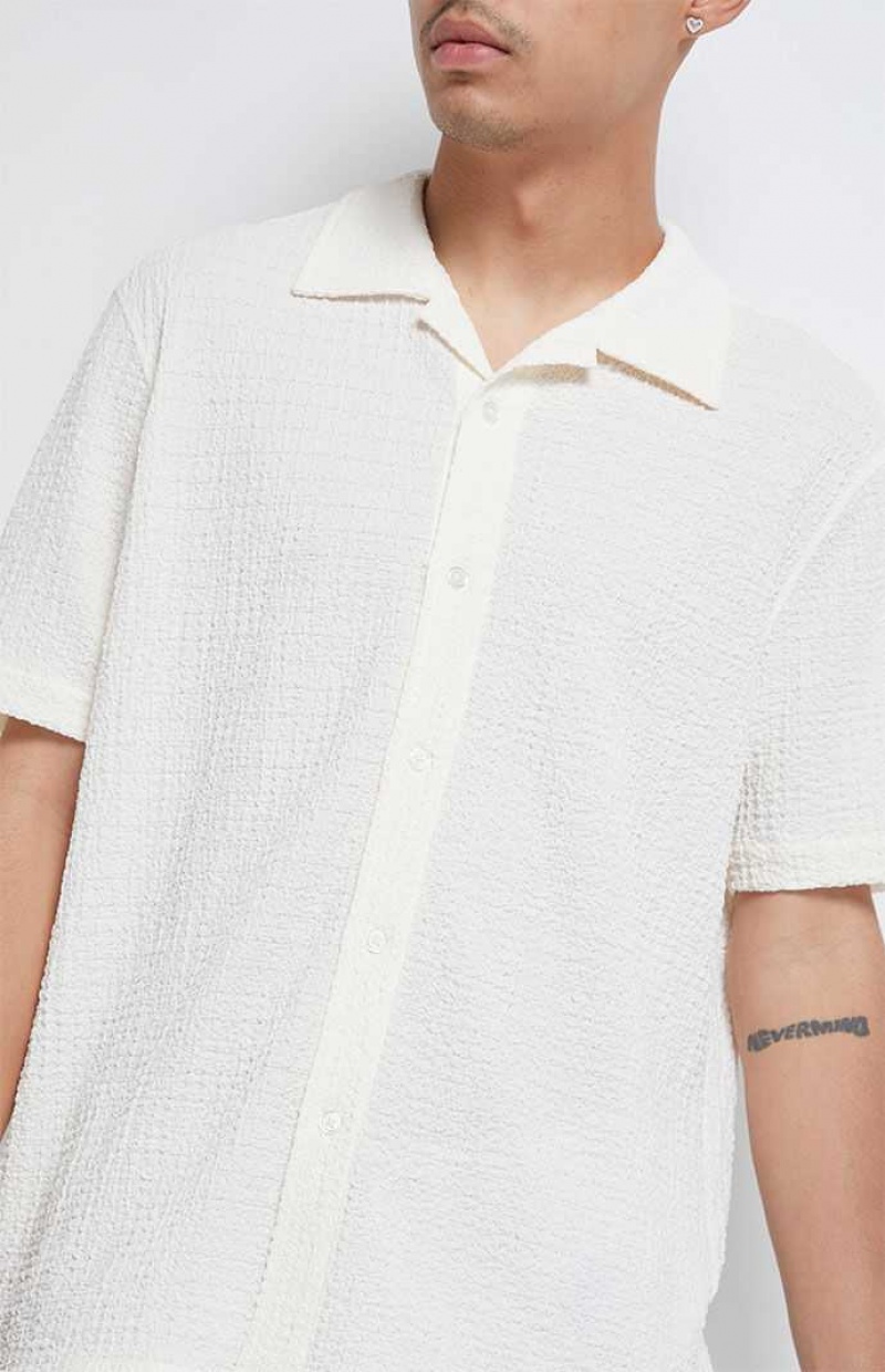 Pánské Košile PacSun Pointelle Woven Button Down Krém | 18OAWGDKQ