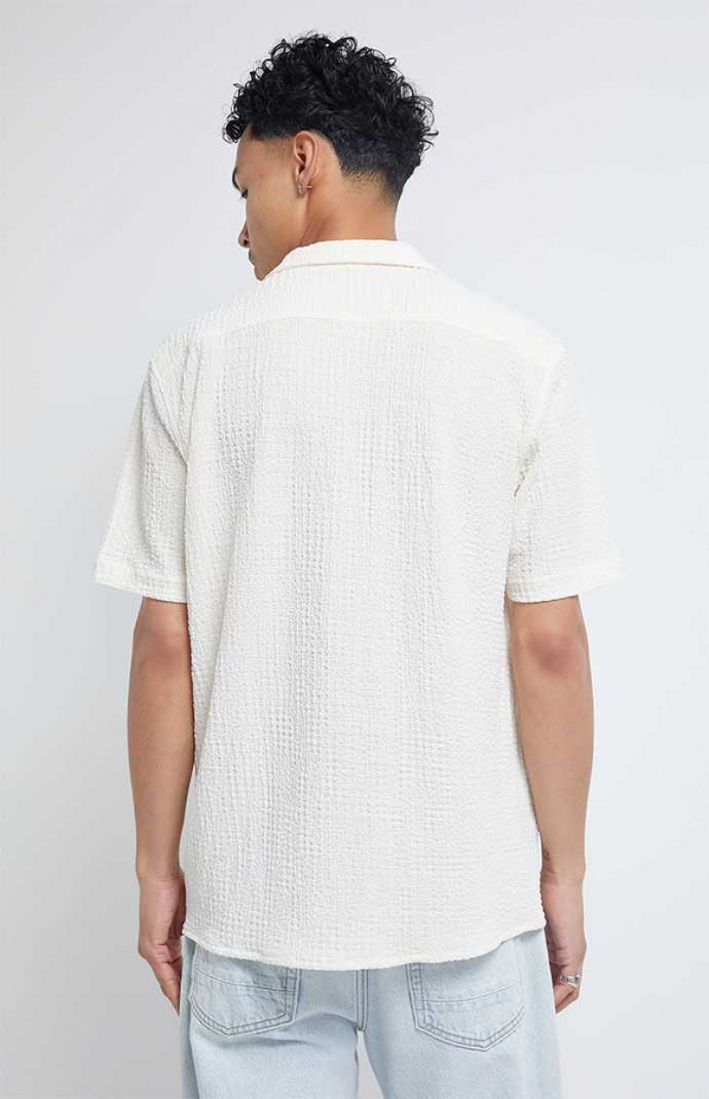 Pánské Košile PacSun Pointelle Woven Button Down Krém | 18OAWGDKQ