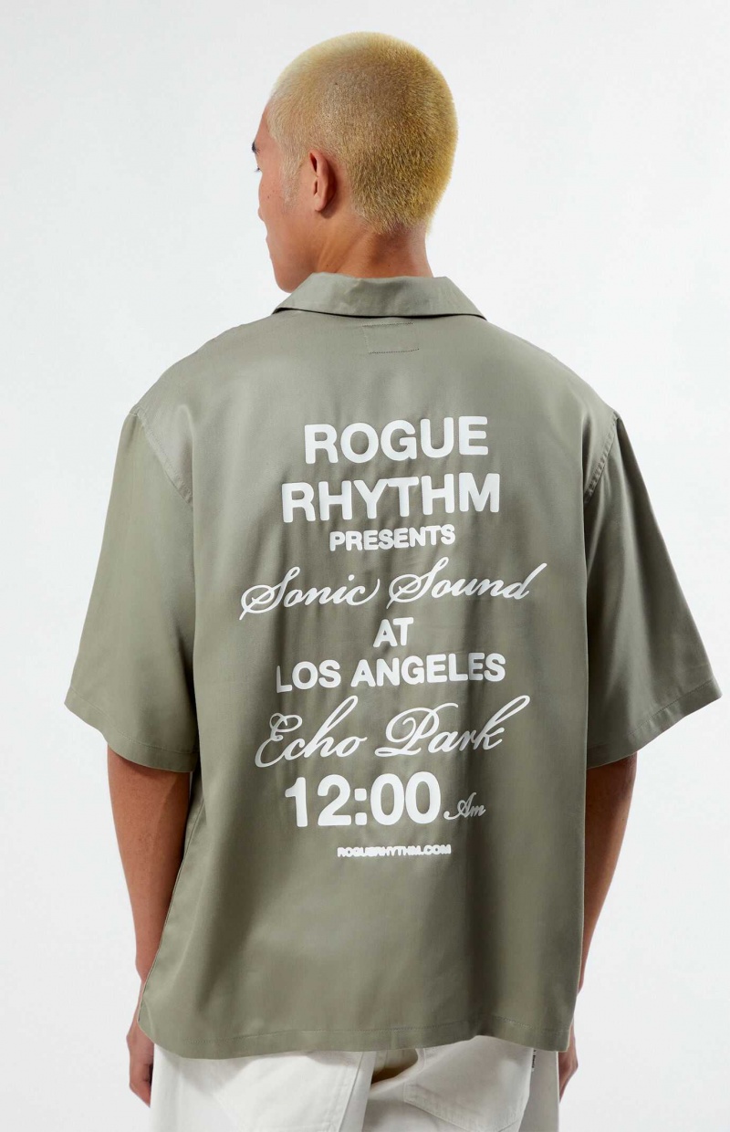 Pánské Košile PacSun Rogue Oversized Embroidered Camp Šedé | 96IQLEXGA