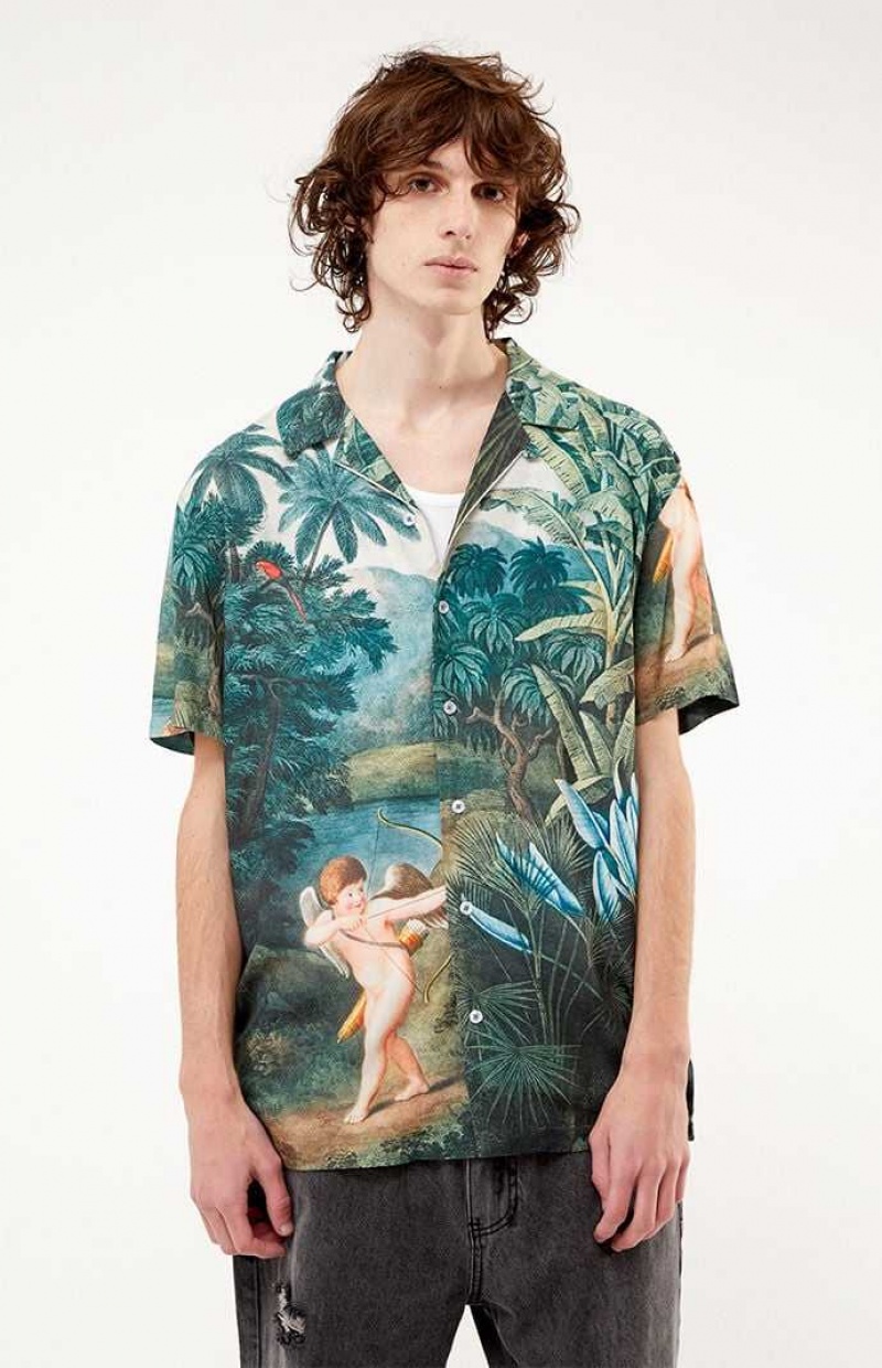 Pánské Košile PacSun Still Life Button Down Zelene | 64DGPZBFV