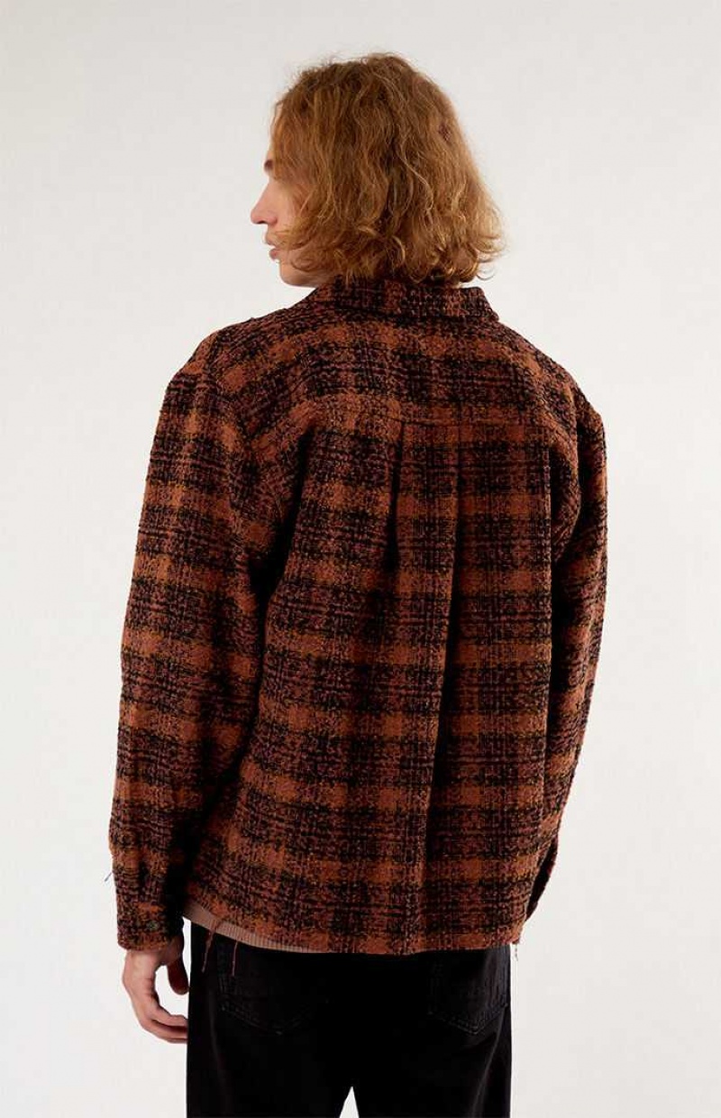 Pánské Košile PacSun Wooly Shadow Plaid Classic MINK | 03KJARXNV