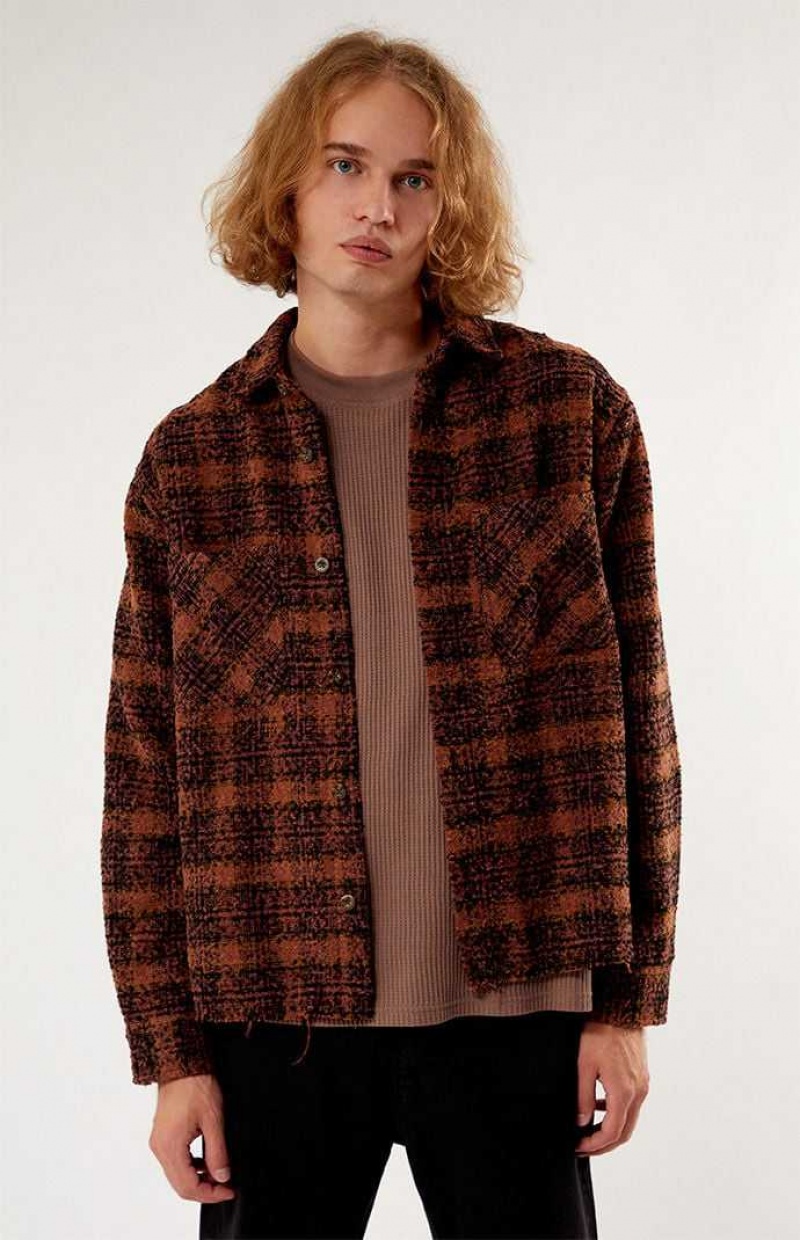 Pánské Košile PacSun Wooly Shadow Plaid Classic MINK | 03KJARXNV