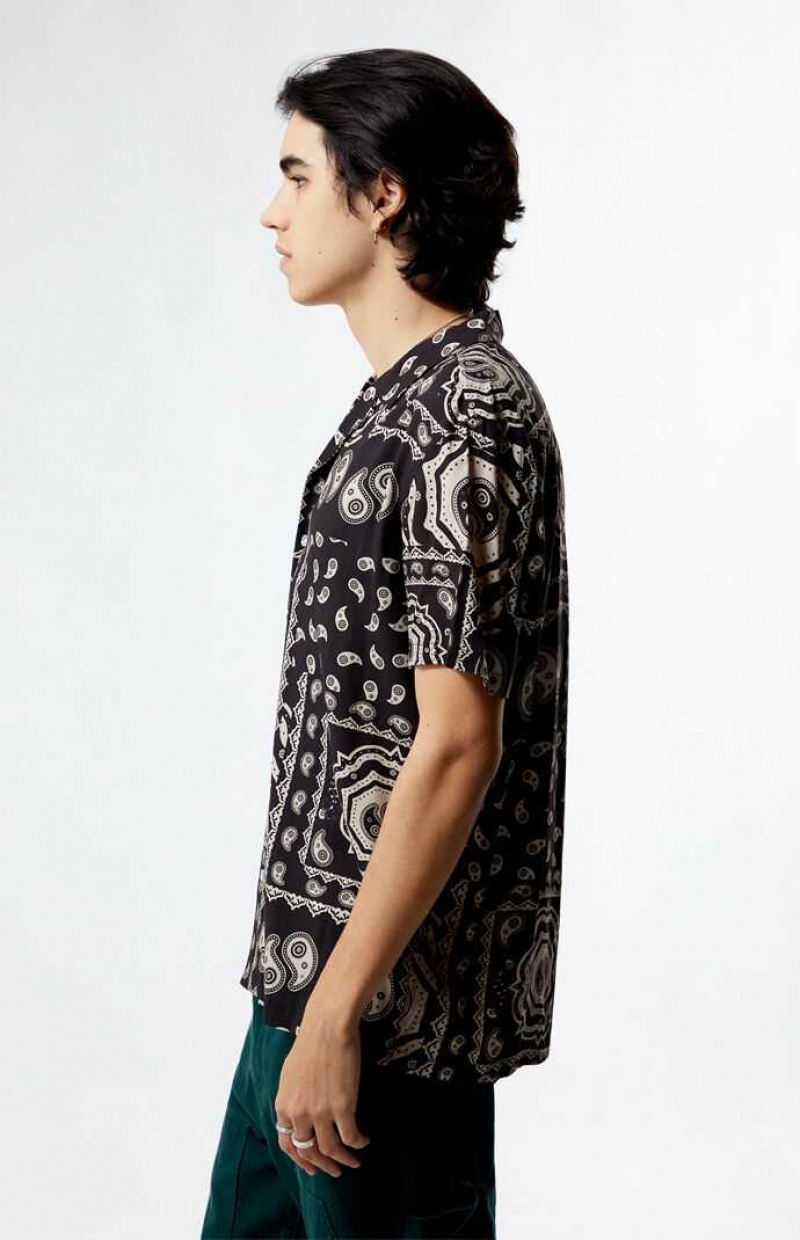 Pánské Košile PacSun Zen Paisley Woven Camp Černé | 17AUWGJPM