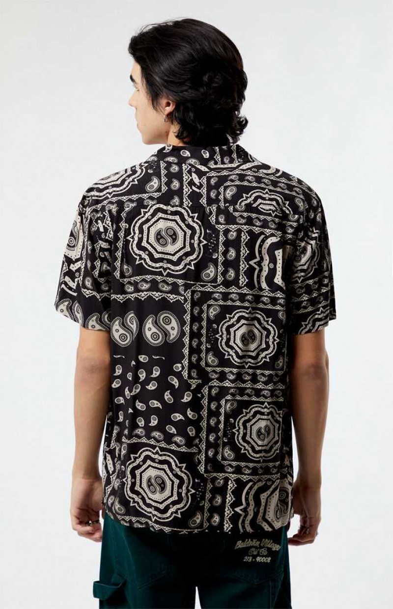 Pánské Košile PacSun Zen Paisley Woven Camp Černé | 17AUWGJPM