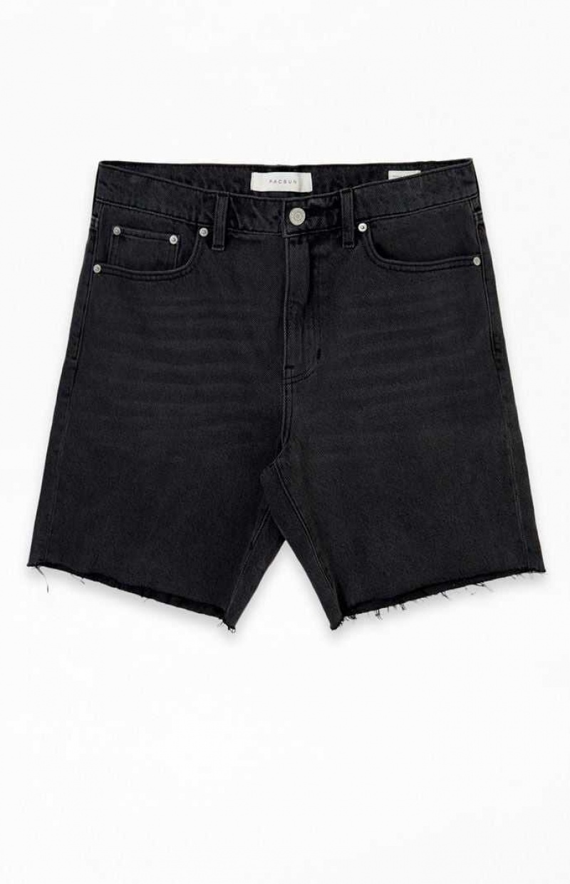 Pánské Kraťasy PacSun Black Denim Cutoff Černé | 07ICBHPFV