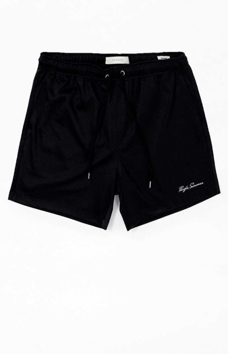 Pánské Kraťasy PacSun Black Mesh Basketball Černé | 63BIKETWA