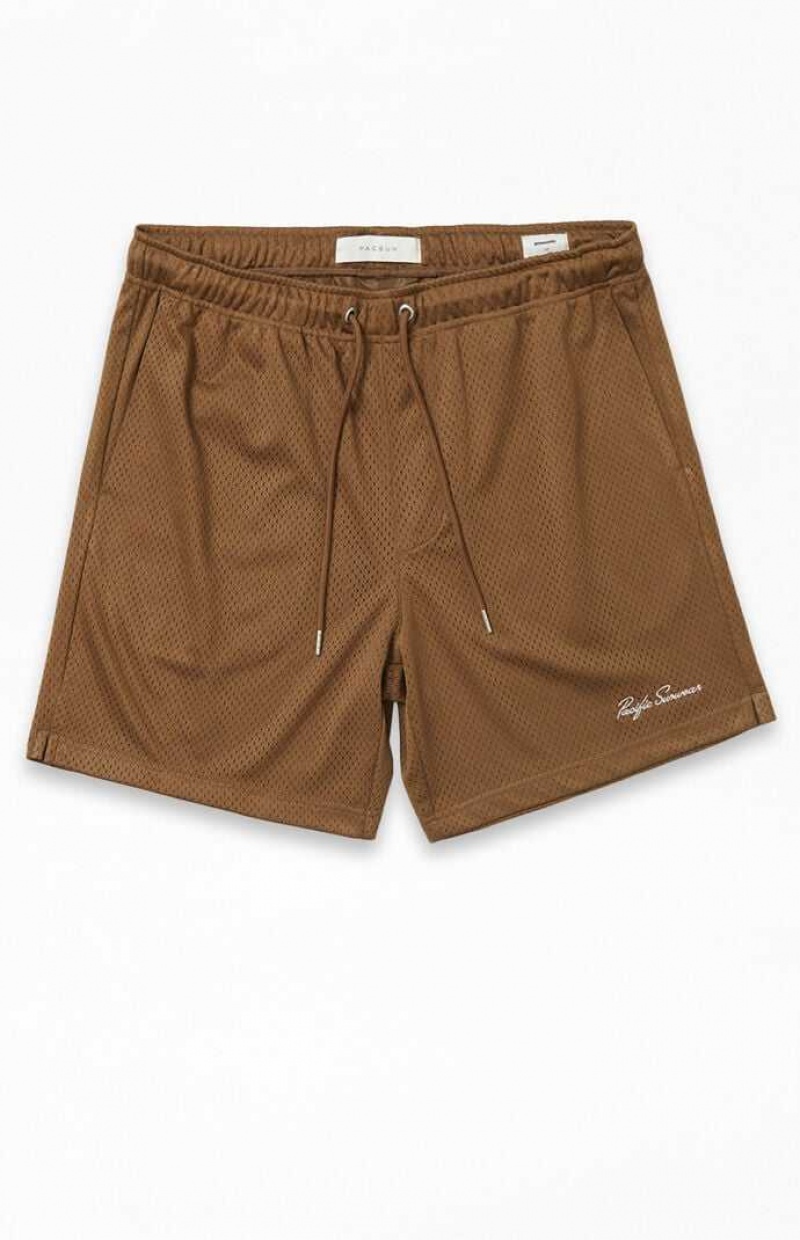 Pánské Kraťasy PacSun Brown Mesh Basketball Hnědé | 23SQEUCIK