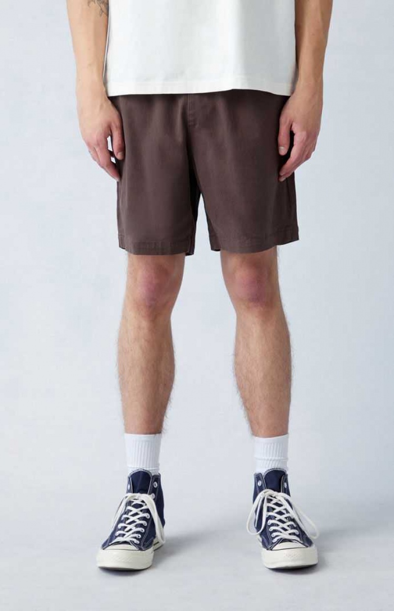 Pánské Kraťasy PacSun Brown Reed Twill Volley Tmavě Hnědé | 05QVAFLUS