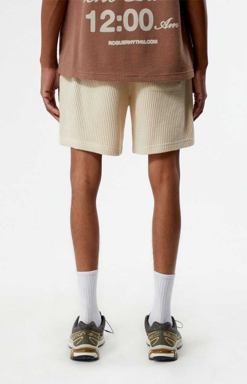 Pánské Kraťasy PacSun Cream Waffle Knit Volley Krém | 59WCQARKU