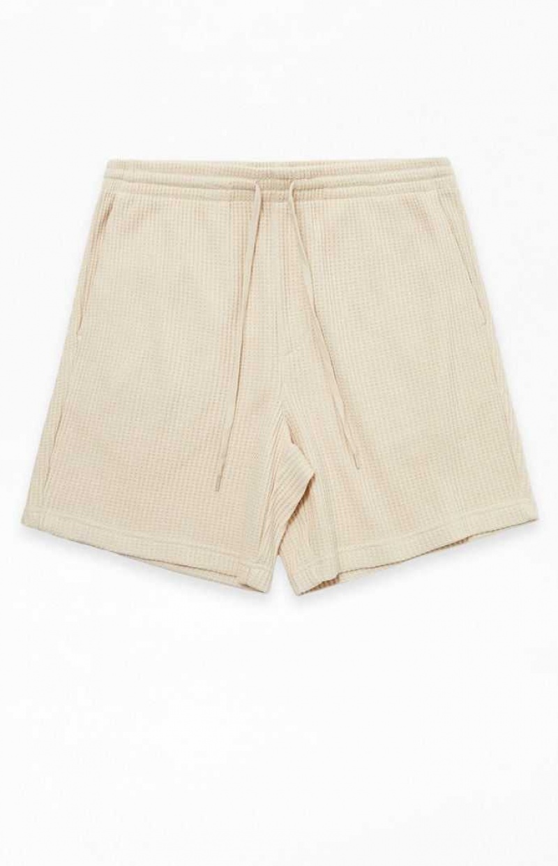 Pánské Kraťasy PacSun Cream Waffle Knit Volley Krém | 59WCQARKU