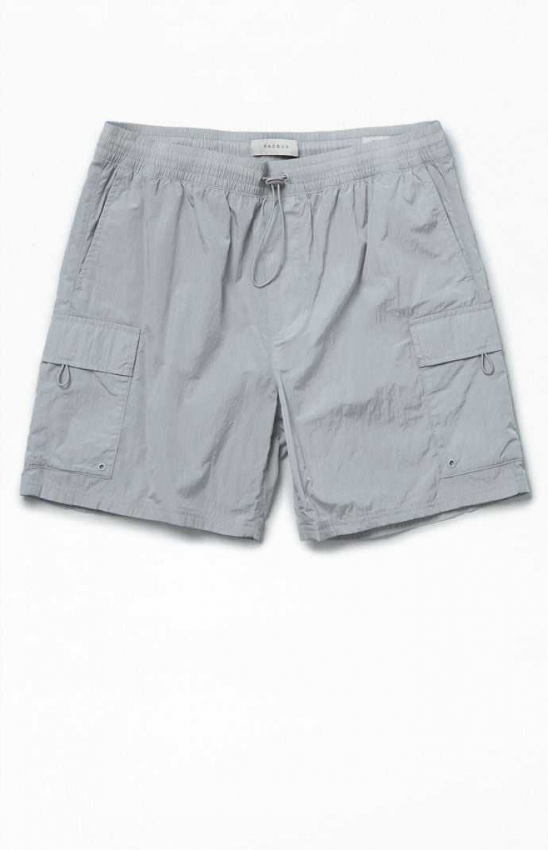 Pánské Kraťasy PacSun Gray Nylon Cargo Šedé | 65PAZJWNG