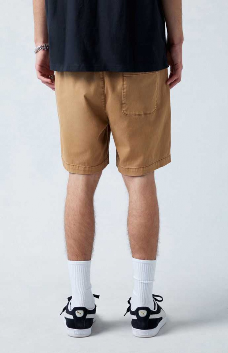 Pánské Kraťasy PacSun Khaki Twill Volley Hnědožlutý | 51FJHUKCX