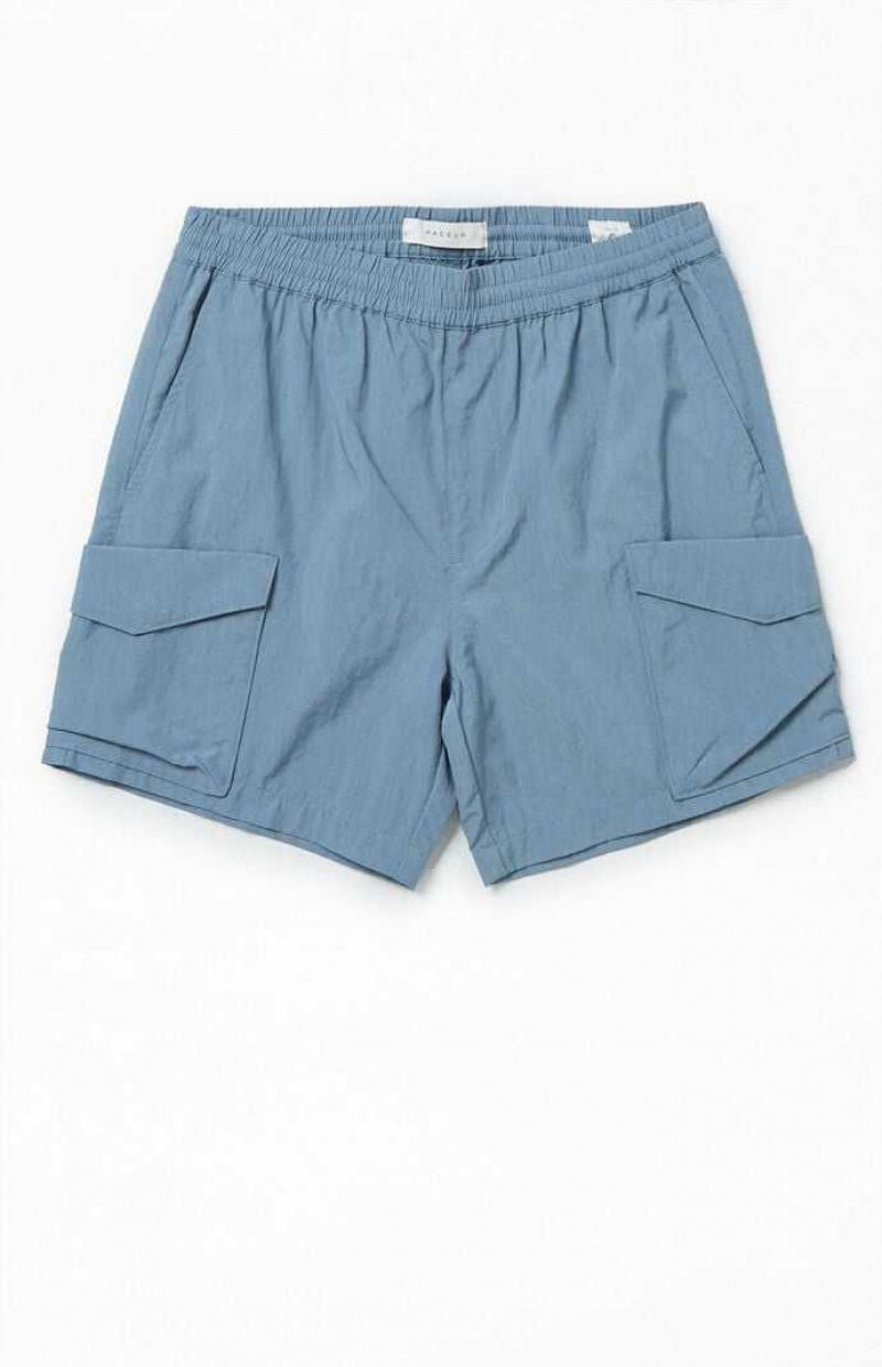 Pánské Kraťasy PacSun Nylon Blue Cargo Blankyt | 41HXNYIGU