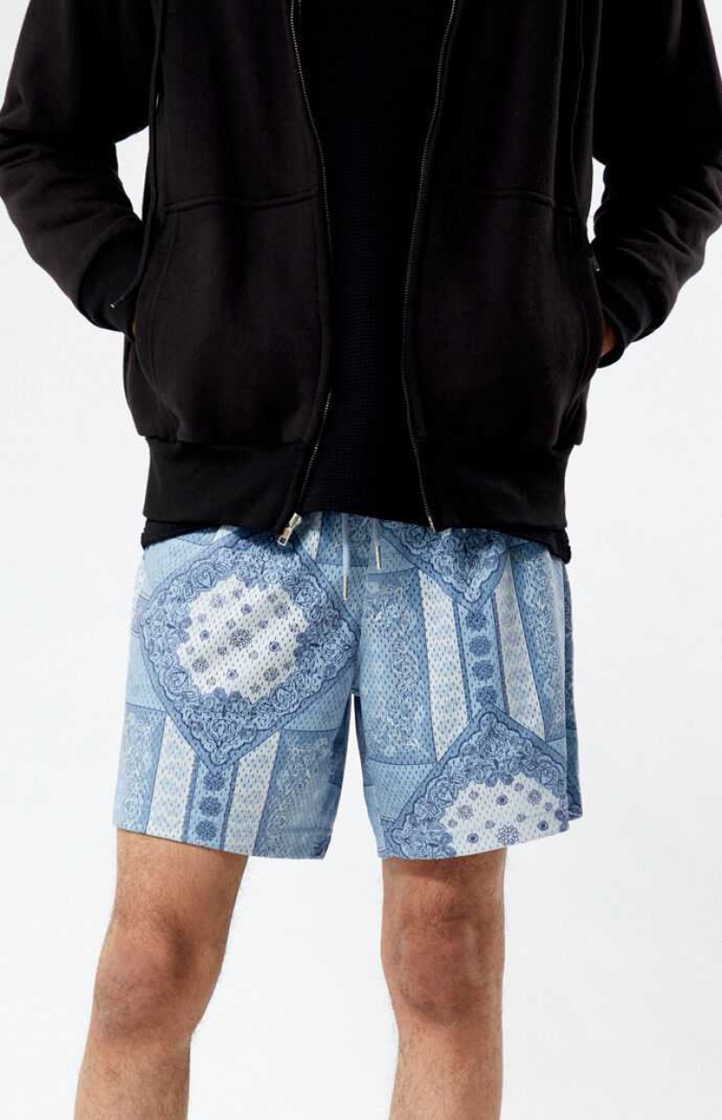 Pánské Kraťasy PacSun Printed Mesh Basketball Blankyt | 52DAFGBKE