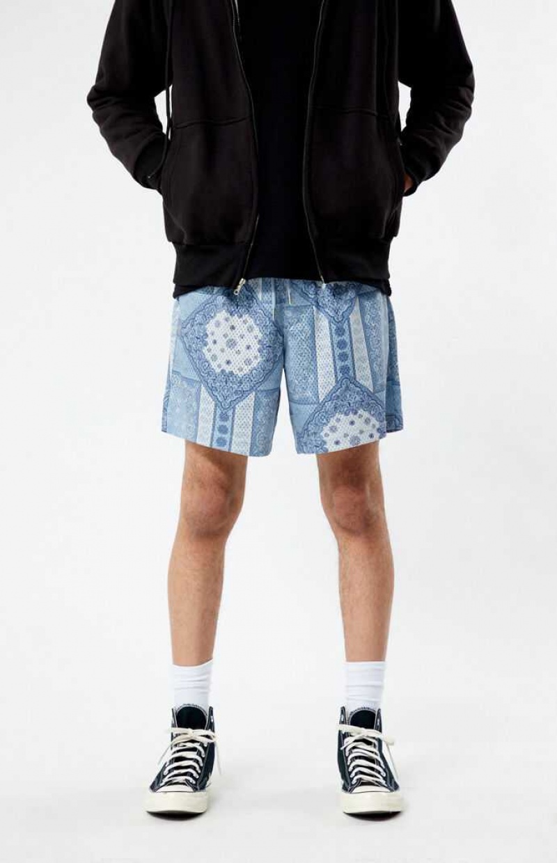 Pánské Kraťasy PacSun Printed Mesh Basketball Blankyt | 52DAFGBKE