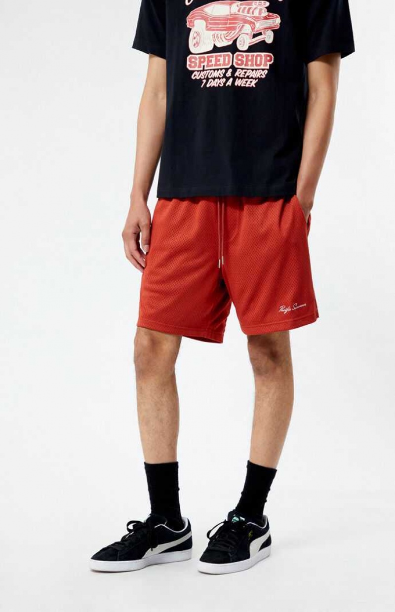 Pánské Kraťasy PacSun Red Mesh Basketball Červené | 31GWZFERV