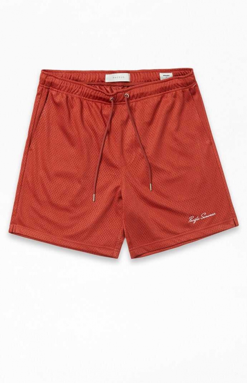 Pánské Kraťasy PacSun Red Mesh Basketball Červené | 31GWZFERV