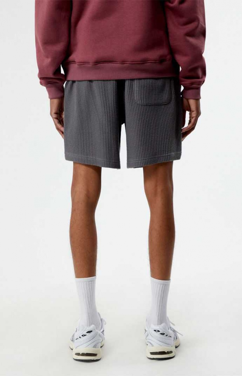 Pánské Kraťasy PacSun Waffle Knit Volley Šedé | 42TYSJARK