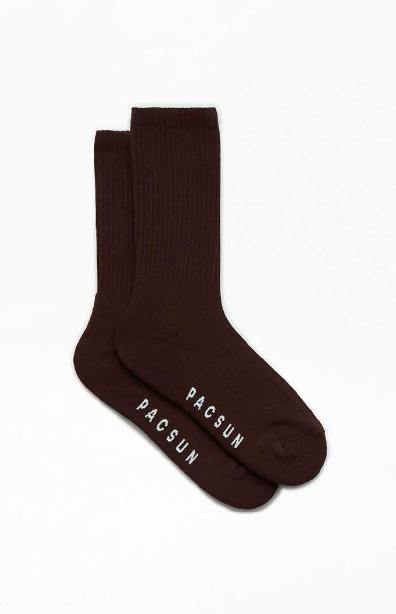 Pánské Ponožky PacSun Eco Brown Basic Crew Hnědé | 68HQTYDWL