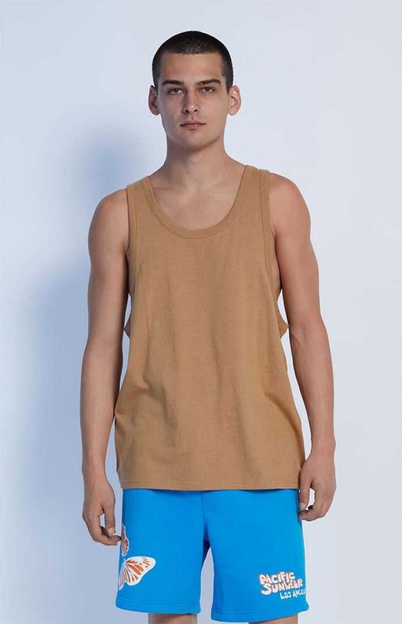 Pánské Tílko PacSun PS Basics Eco Brown Sage Hnědé | 08QHIUDFN